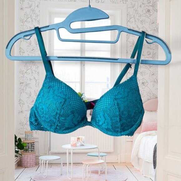 La Senza Lightly Lined Vibrant Blue/Teal Plunge "Obsession" Bra- 32B - Picture 5 of 16